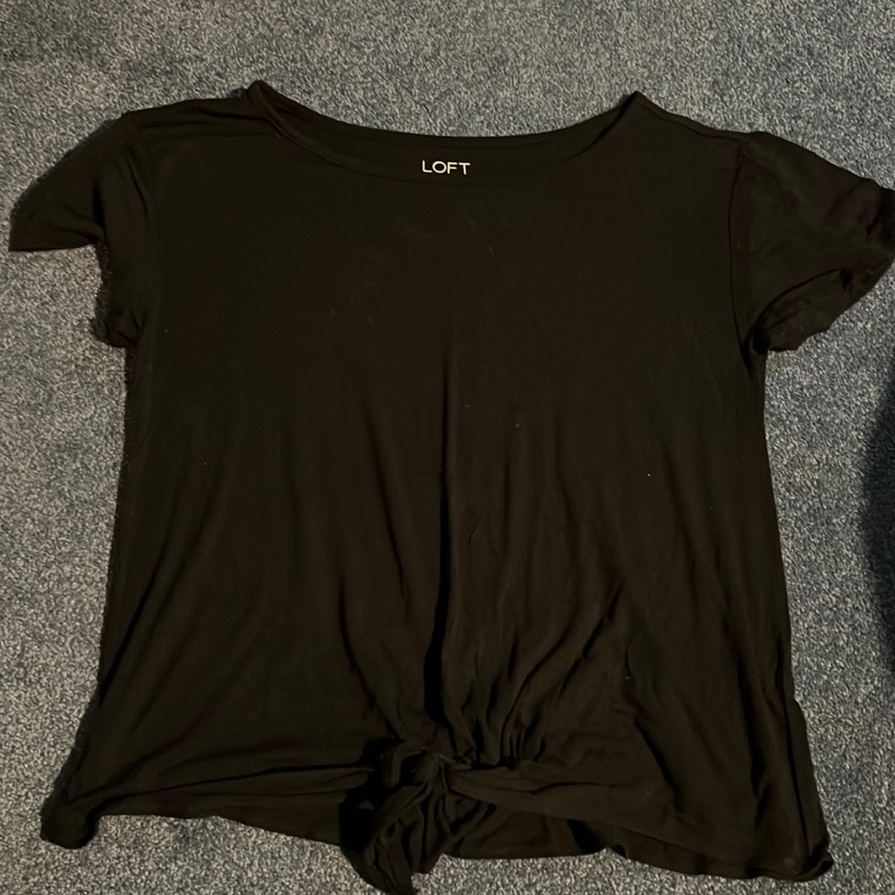 LOFT Black Knotted T-Shirt